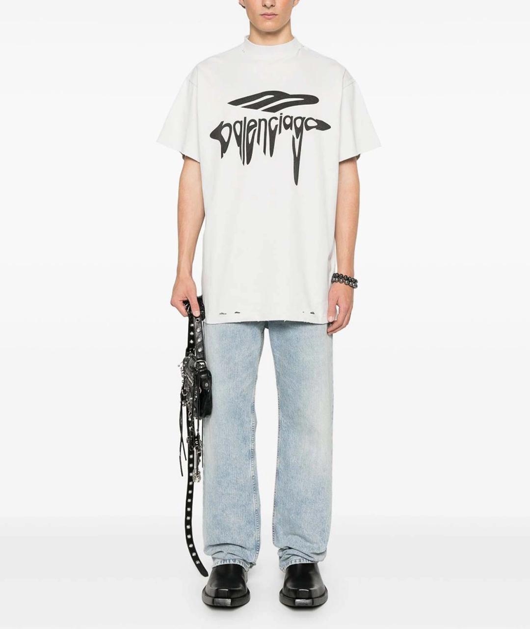 BALENCIAGA Белая хлопковая футболка, фото 3