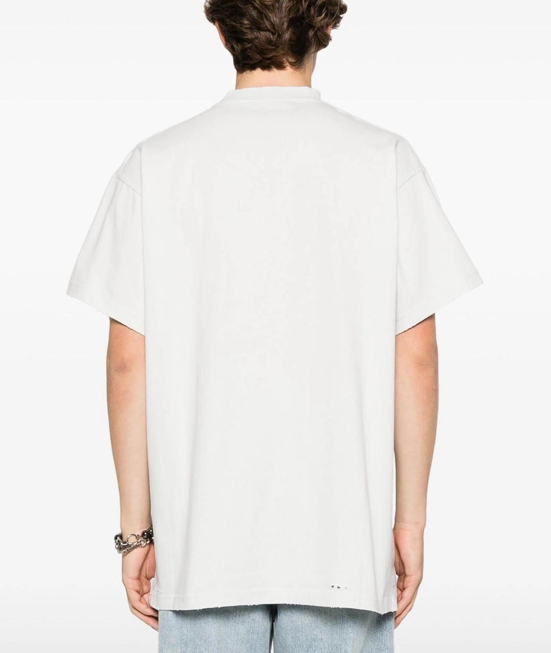 BALENCIAGA Белая хлопковая футболка, фото 4