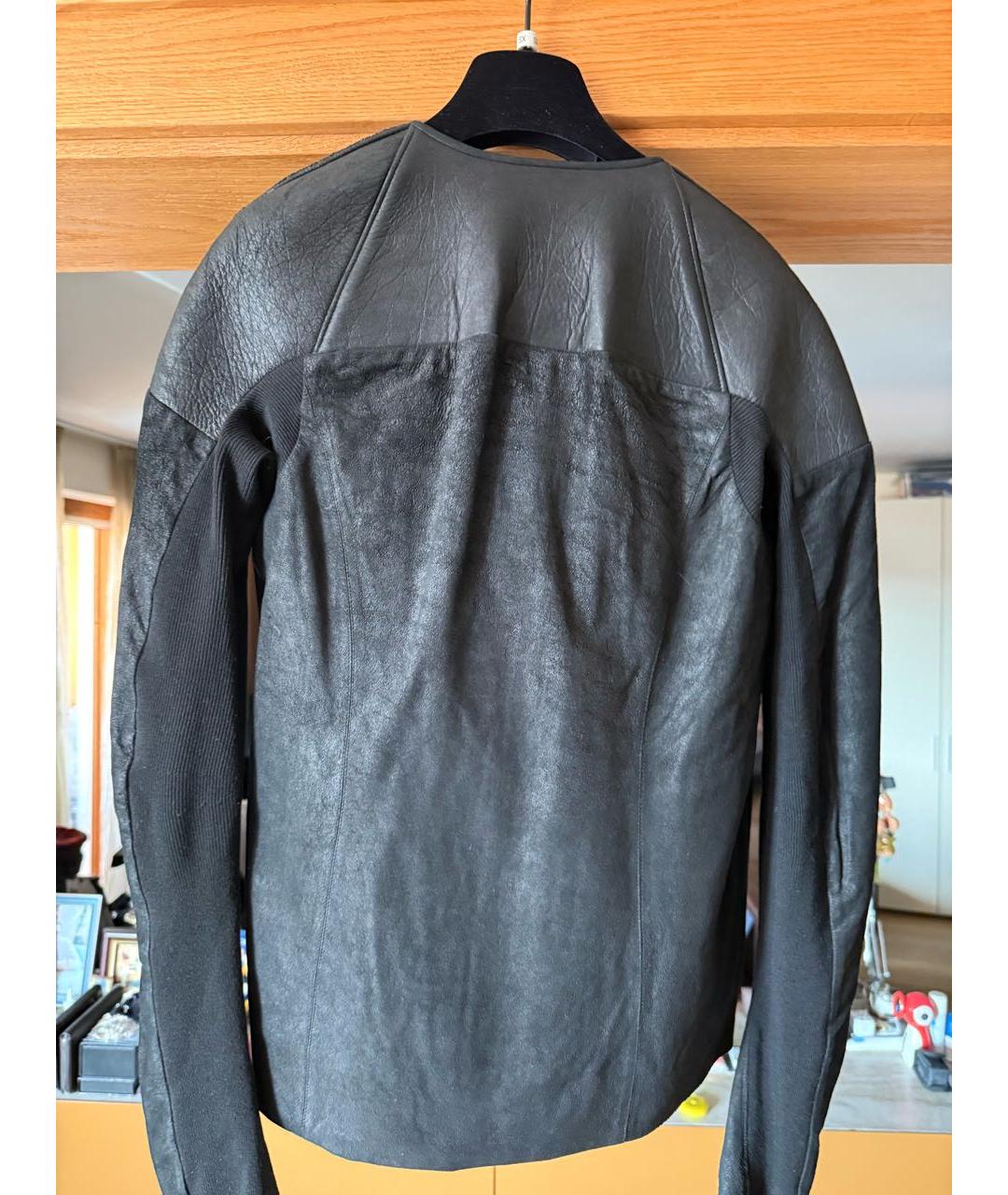 RICK OWENS Черная кожаная куртка, фото 2