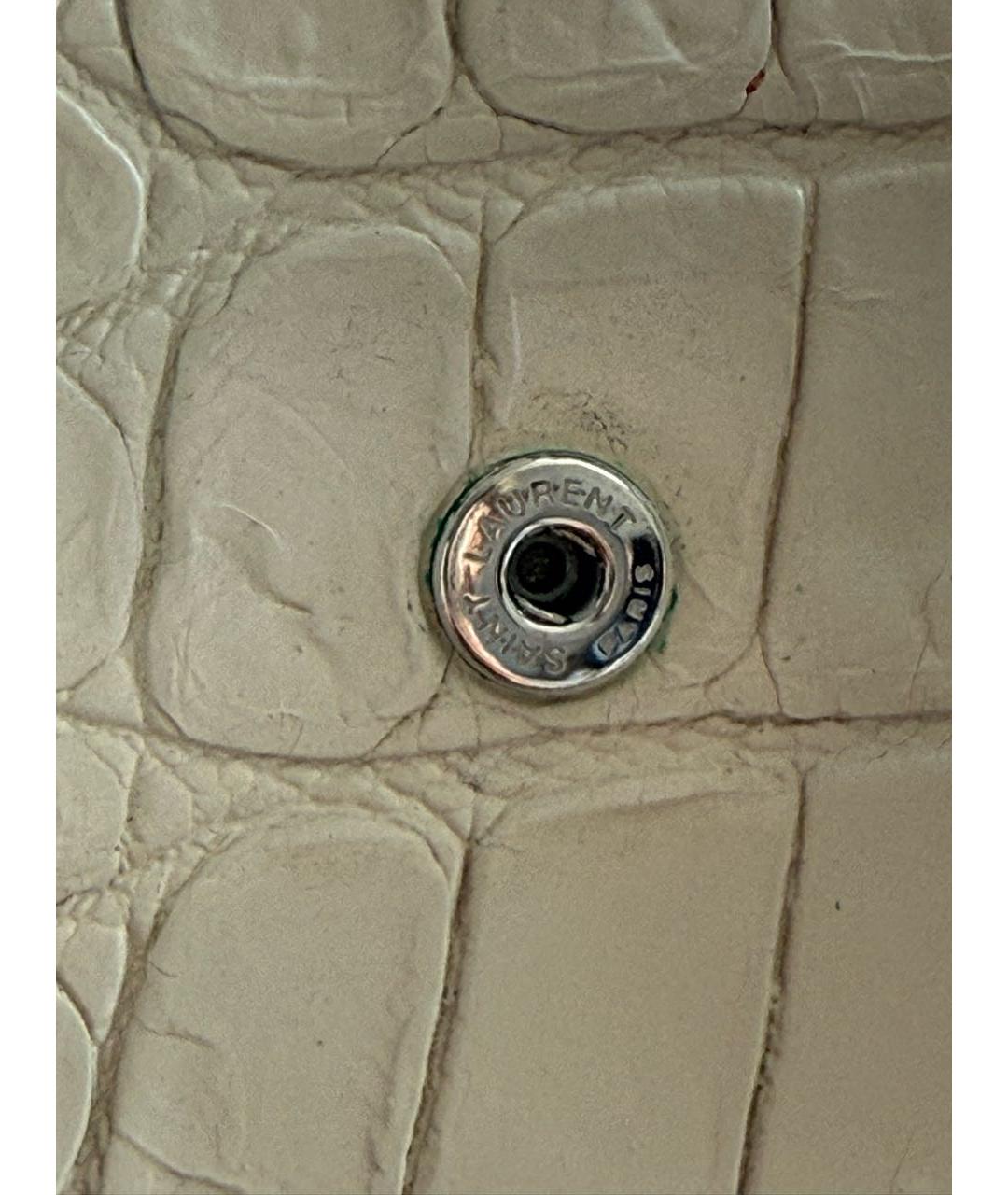 SAINT LAURENT Бежевая сумка с короткими ручками из экзотической кожи, фото 7