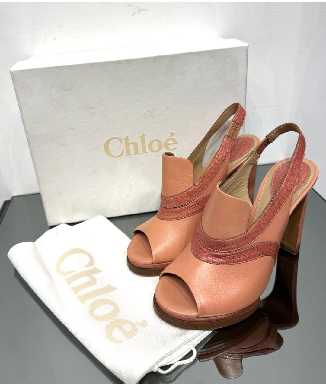 CHLOE Розовые кожаные босоножки, фото 6