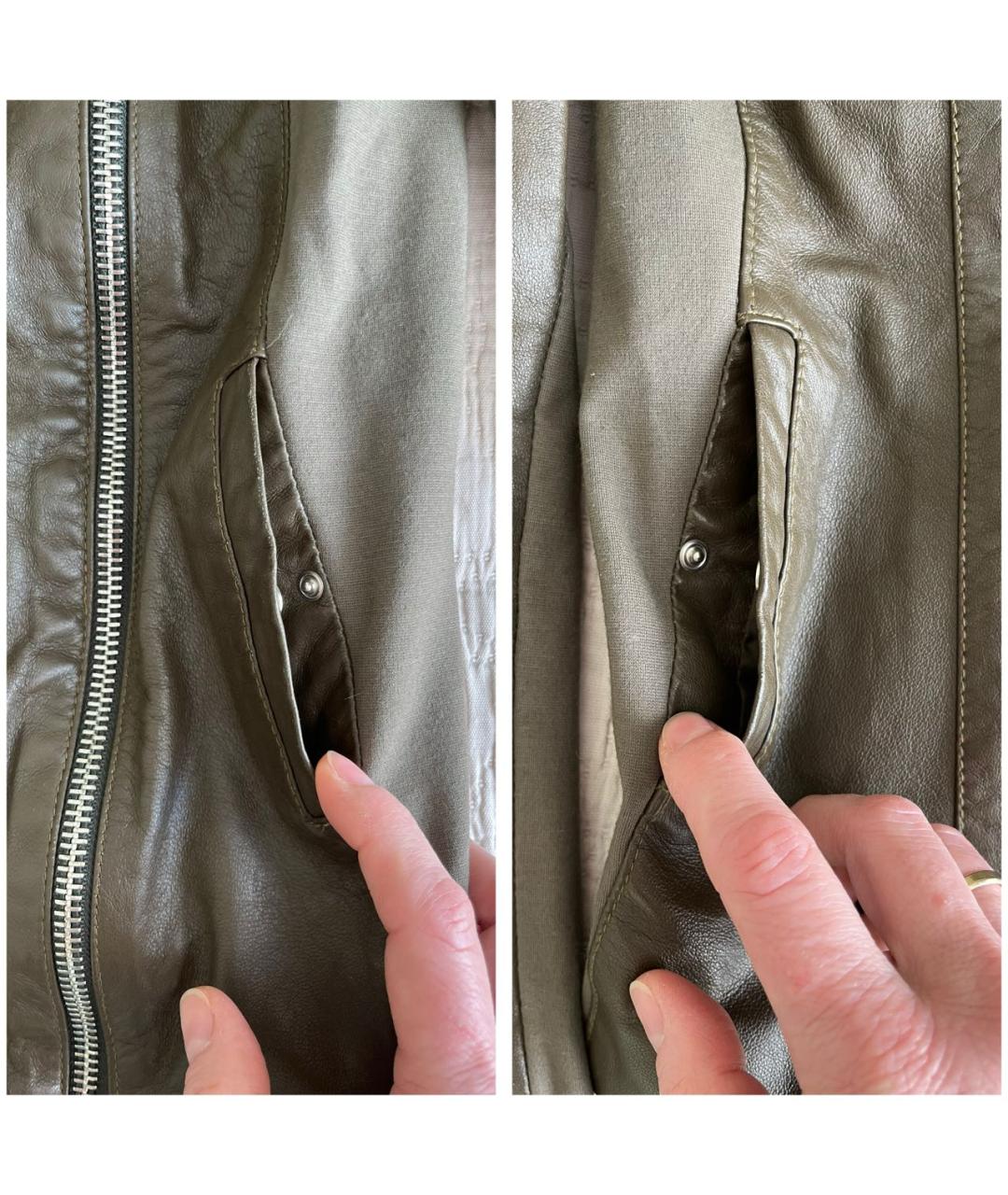 PINKO Хаки кожаная куртка, фото 7