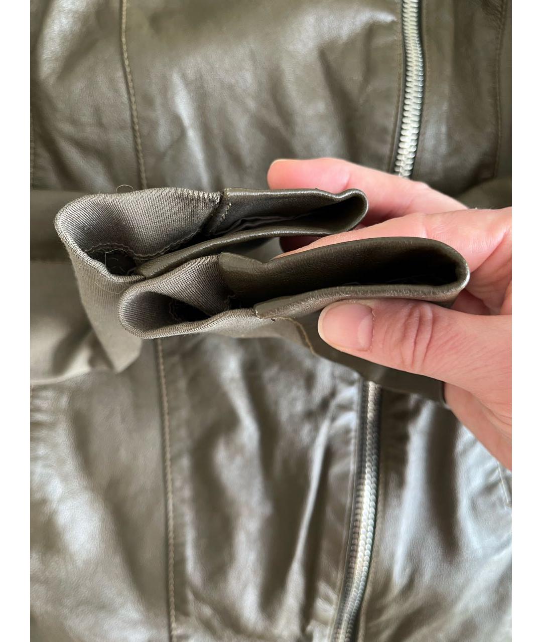PINKO Хаки кожаная куртка, фото 4