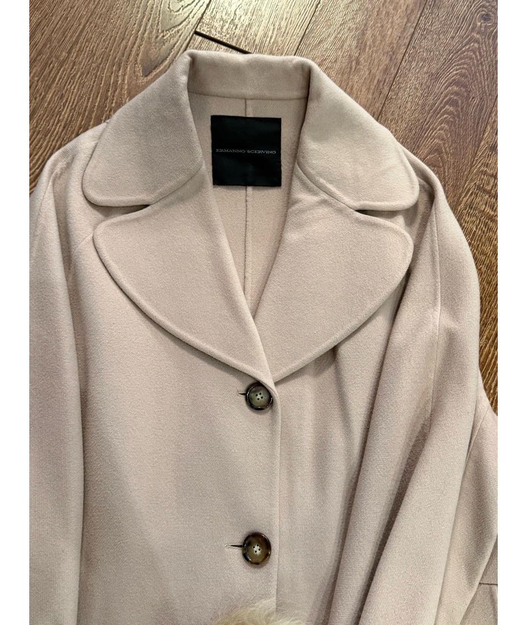 ERMANNO SCERVINO Бежевое шерстяное пальто, фото 3