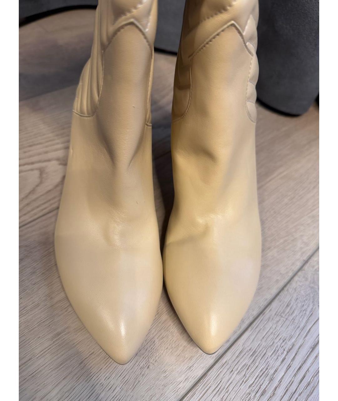 GUCCI Бежевые кожаные сапоги, фото 3