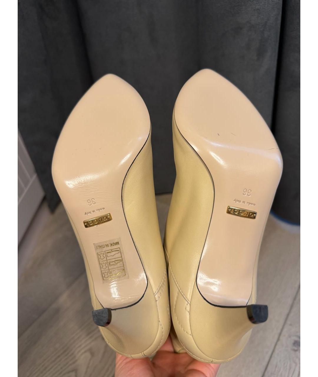 GUCCI Бежевые кожаные сапоги, фото 4
