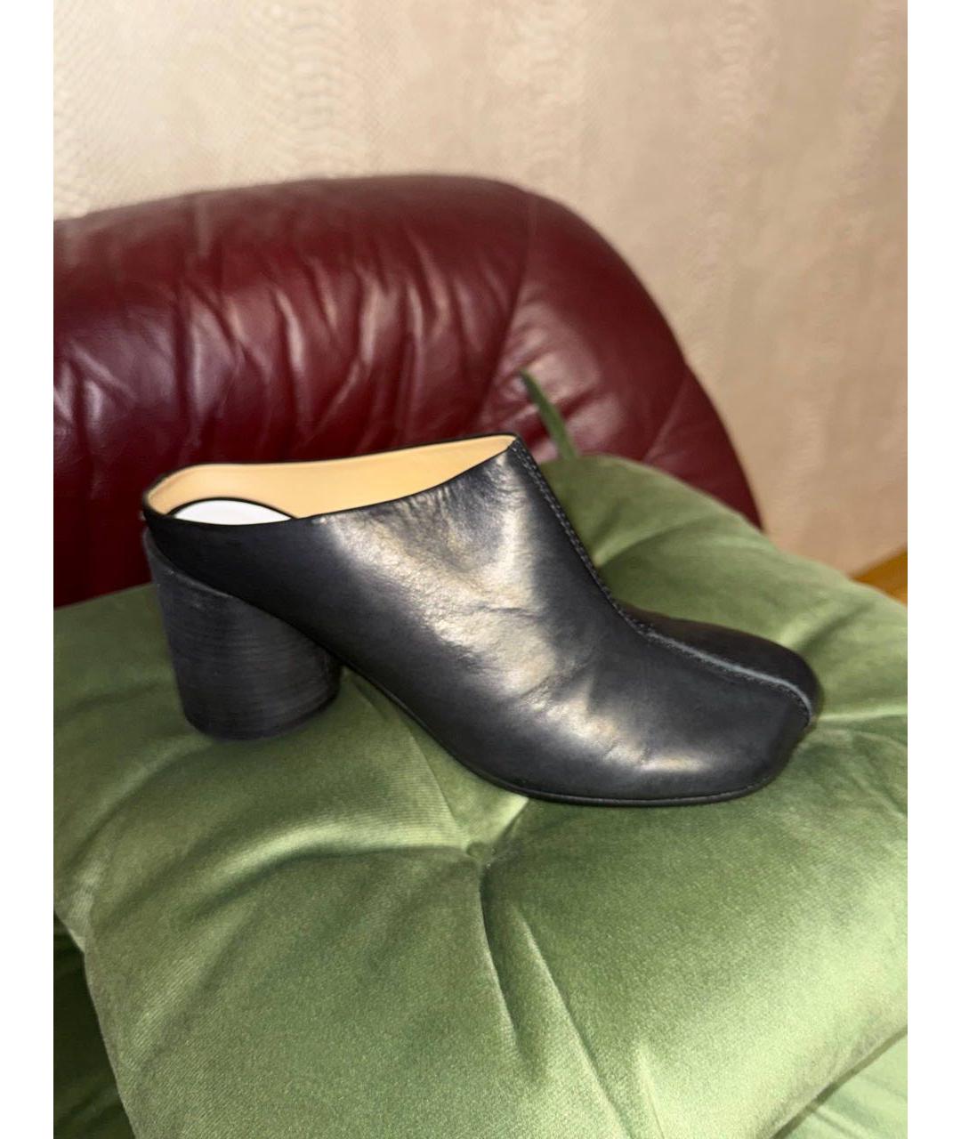 MM6 MAISON MARGIELA Черные кожаные мюли, фото 7