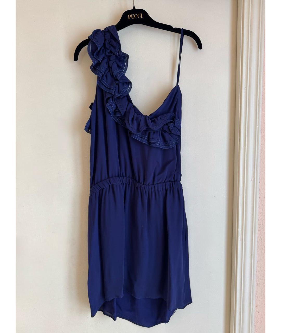 DSQUARED2 Темно-синее шелковое коктейльное платье, фото 5