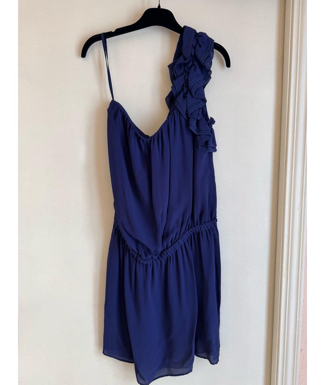 DSQUARED2 Темно-синее шелковое коктейльное платье, фото 7