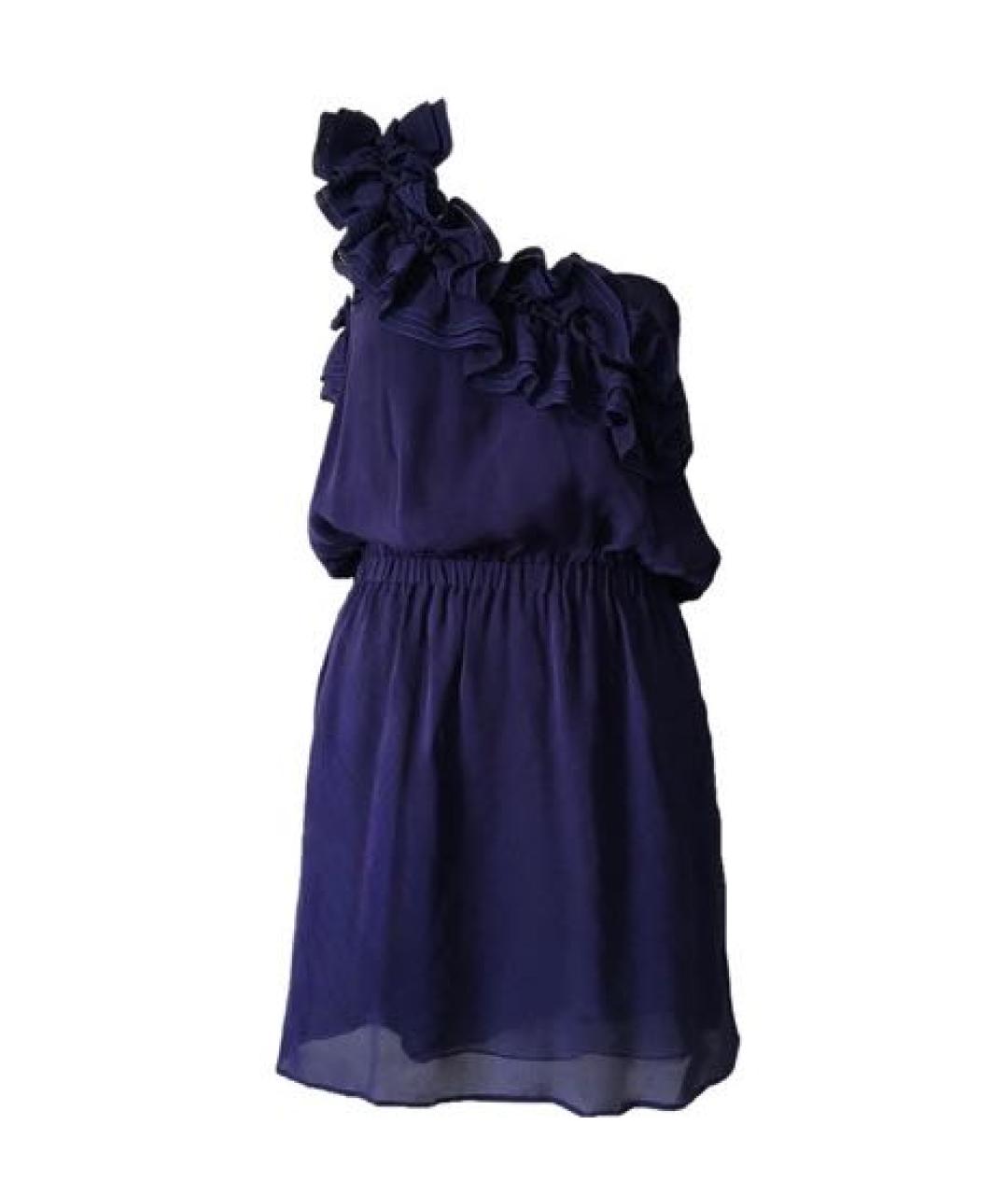 DSQUARED2 Темно-синее шелковое коктейльное платье, фото 1