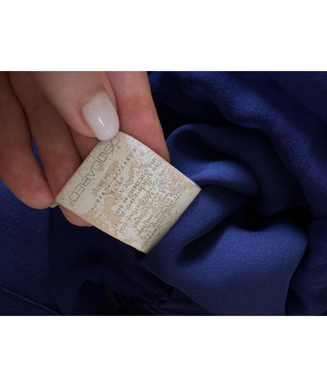 DSQUARED2 Темно-синее шелковое коктейльное платье, фото 8