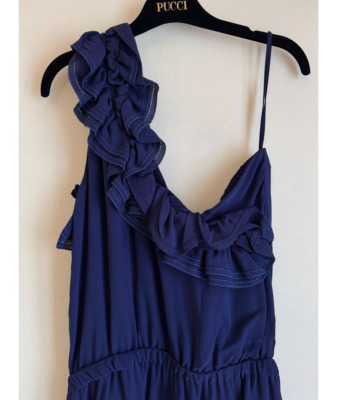 DSQUARED2 Темно-синее шелковое коктейльное платье, фото 6