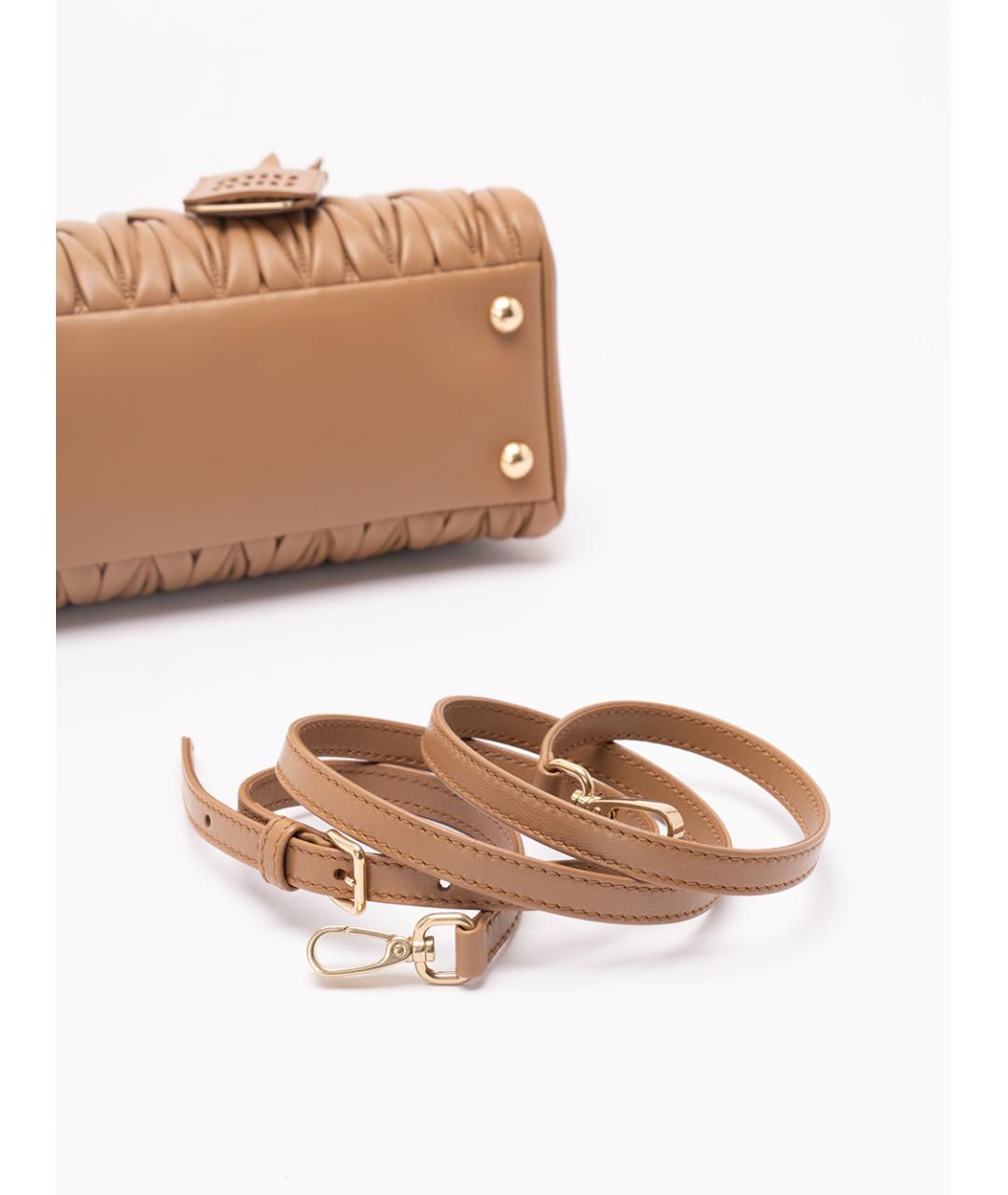 MIU MIU Бежевая кожаная сумка тоут, фото 6