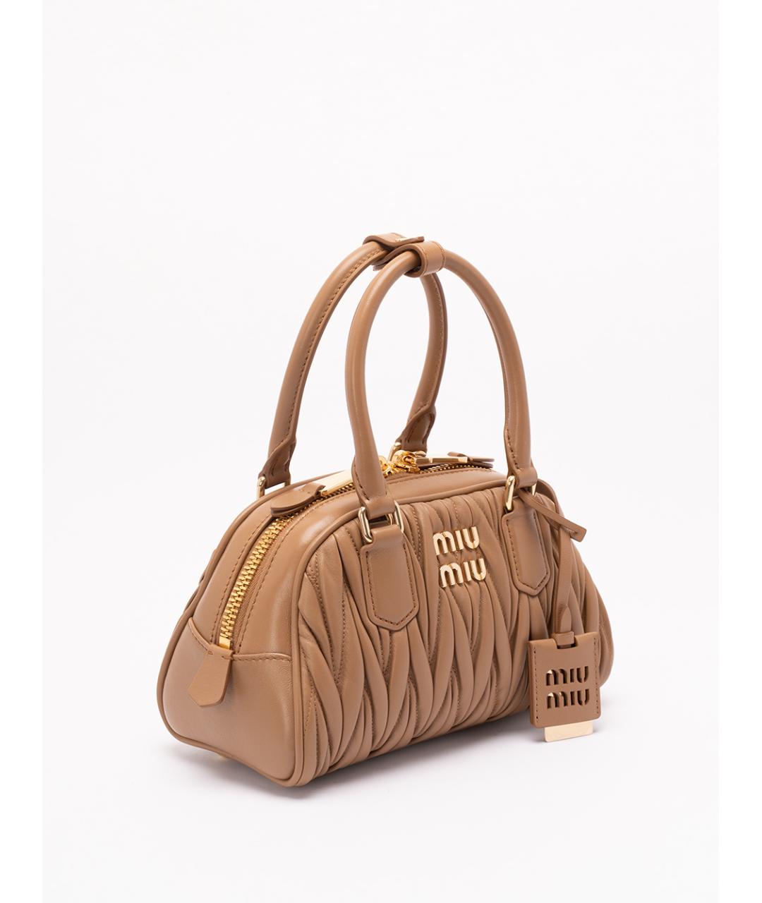 MIU MIU Бежевая кожаная сумка тоут, фото 3