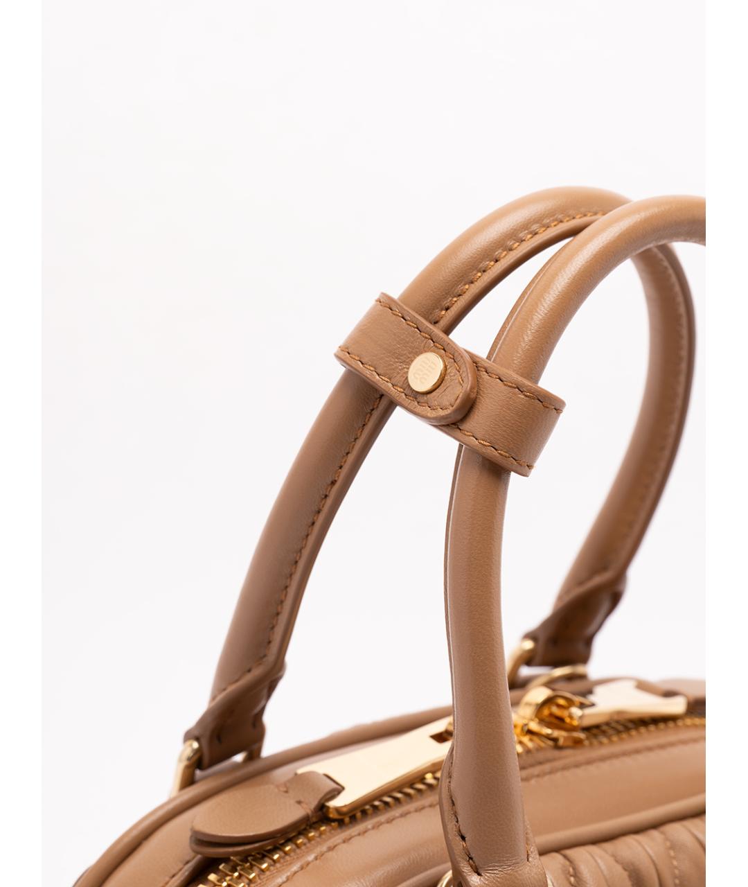 MIU MIU Бежевая кожаная сумка тоут, фото 5
