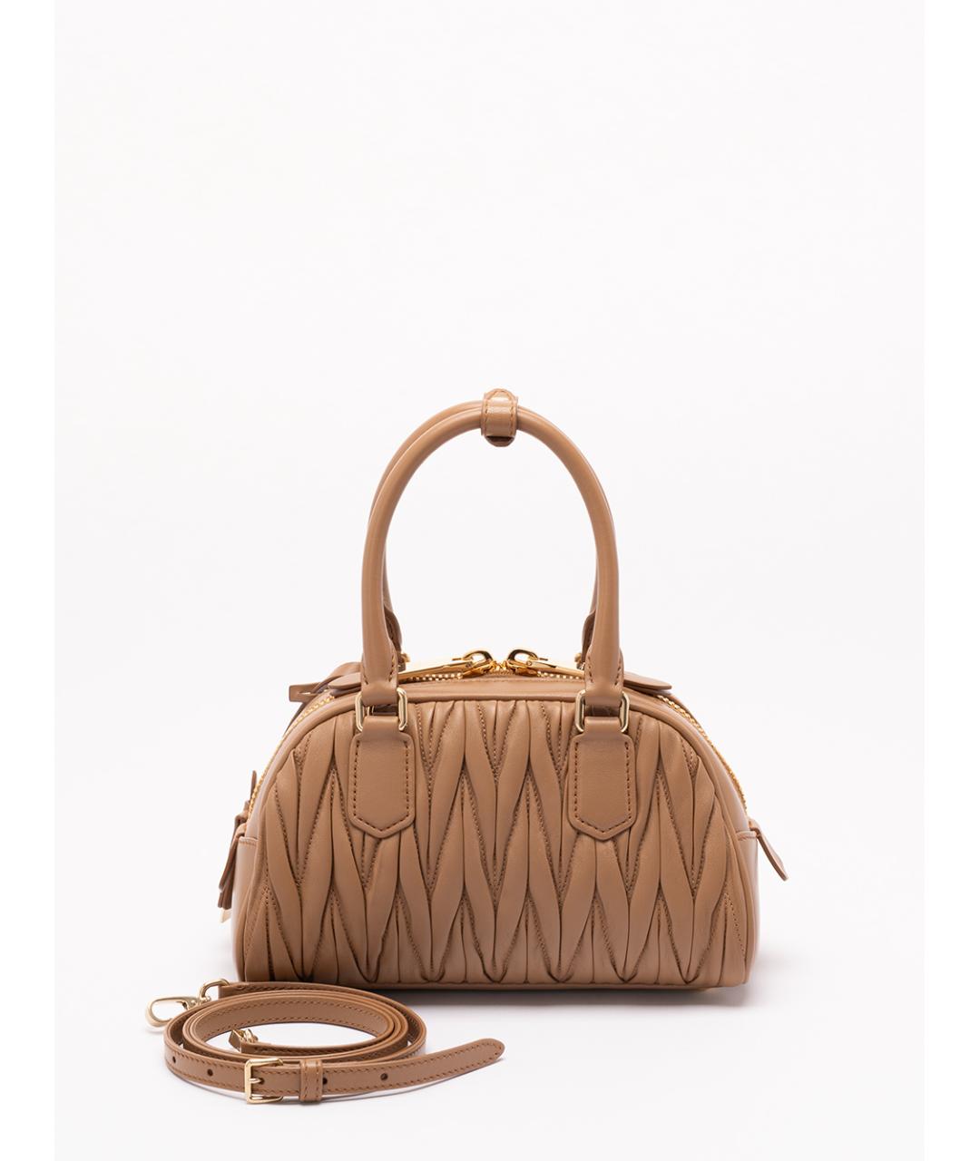 MIU MIU Бежевая кожаная сумка тоут, фото 2