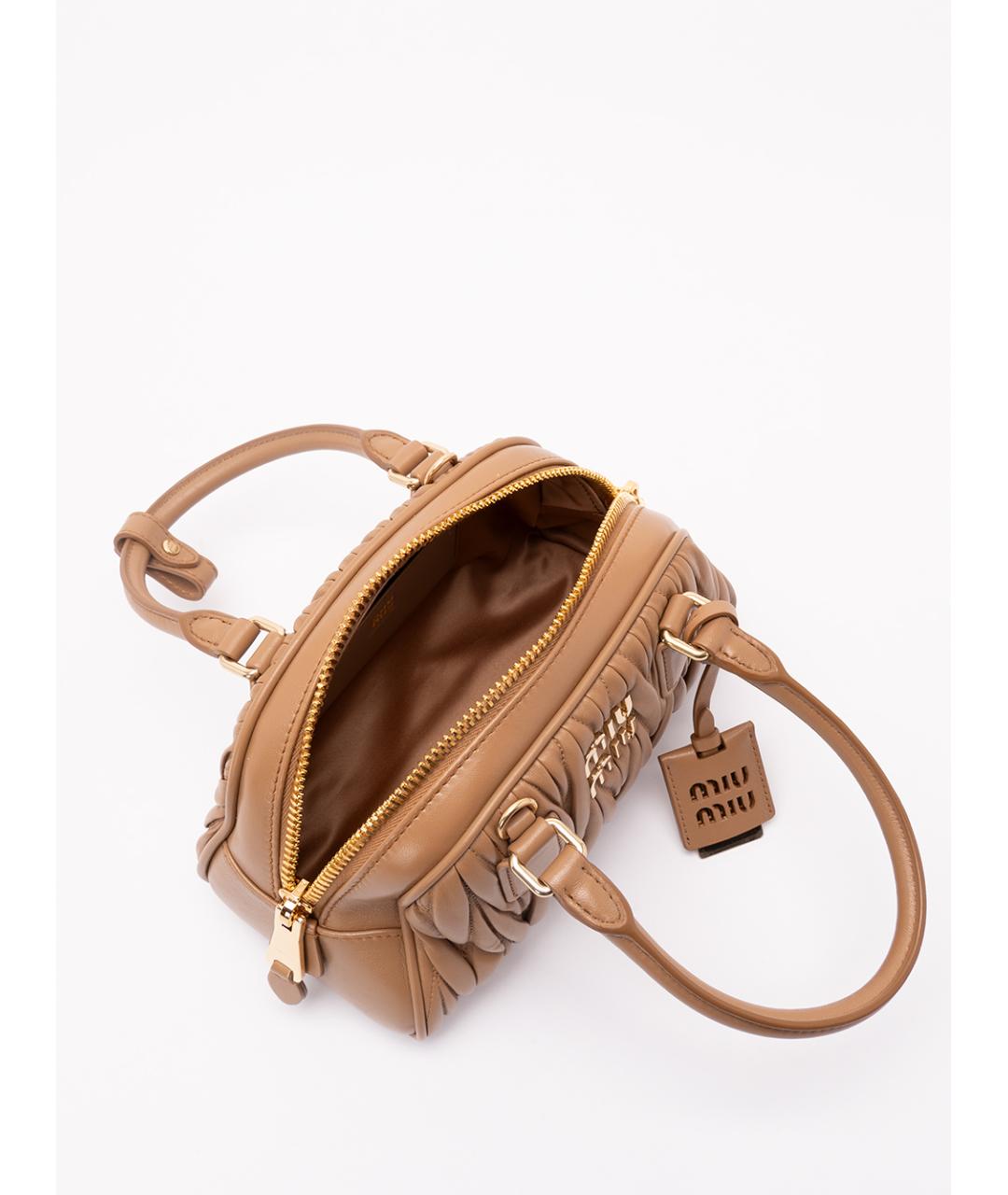 MIU MIU Бежевая кожаная сумка тоут, фото 7