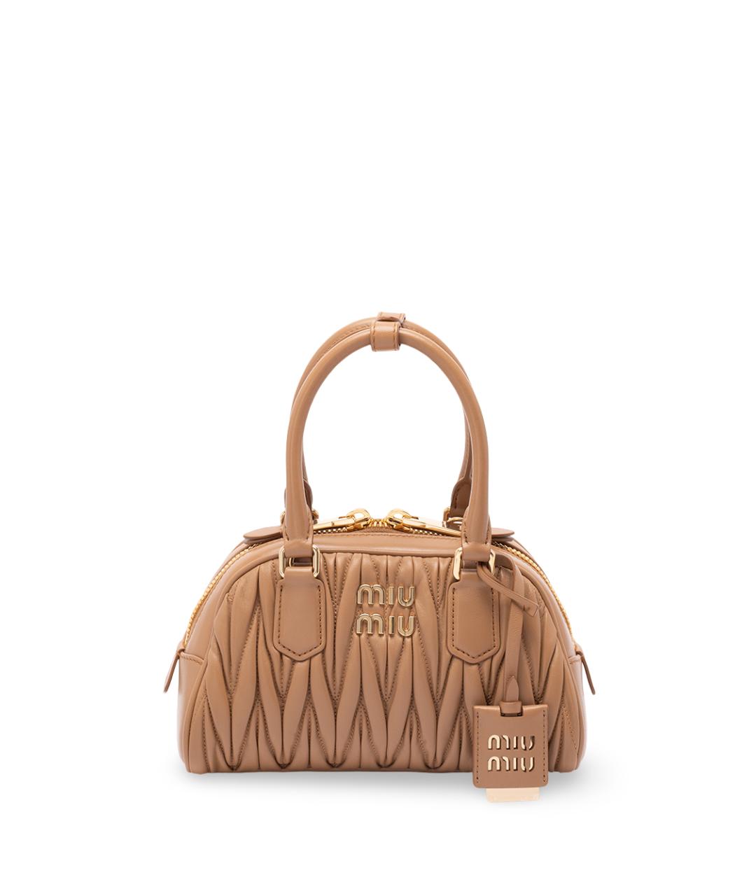 MIU MIU Бежевая кожаная сумка тоут, фото 1