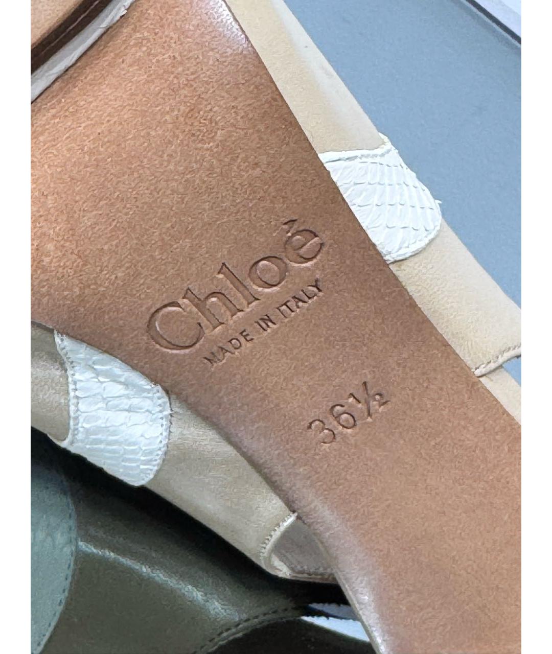 CHLOE Бежевые кожаные босоножки, фото 6