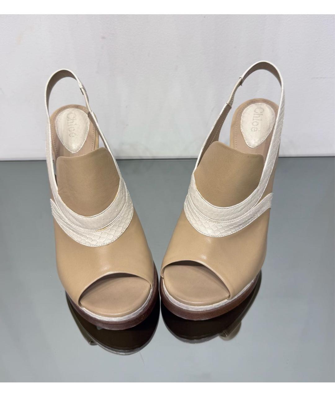 CHLOE Бежевые кожаные босоножки, фото 2