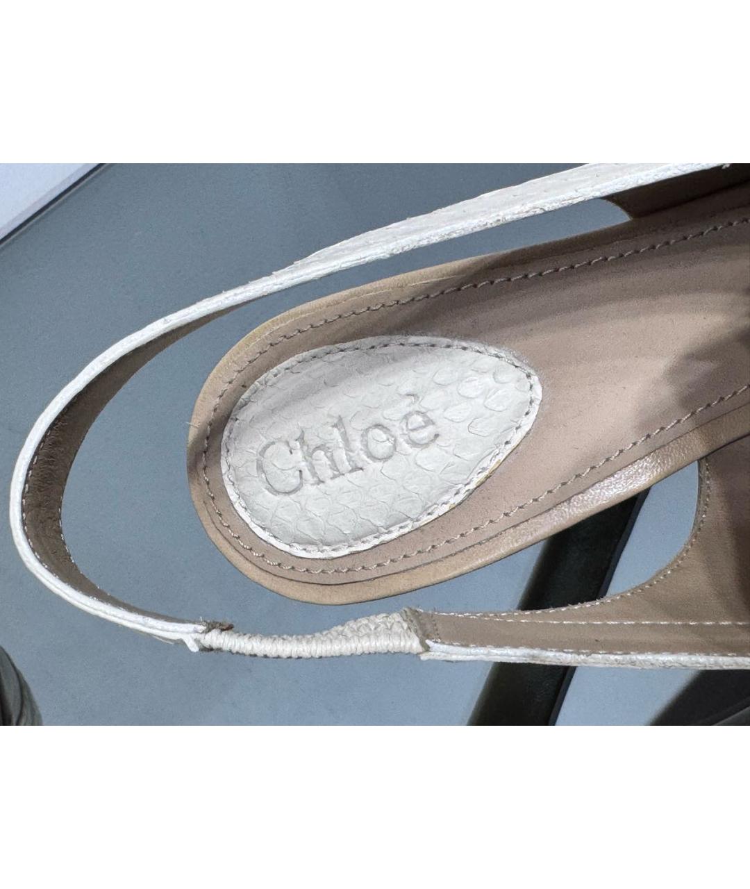 CHLOE Бежевые кожаные босоножки, фото 7