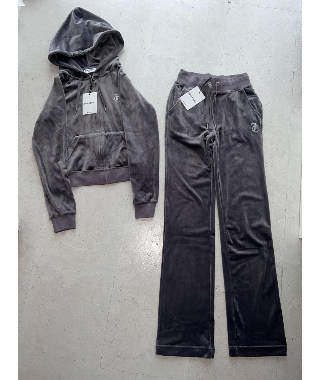 JUICY COUTURE Антрацитовый велюровый спортивные костюмы, фото 2