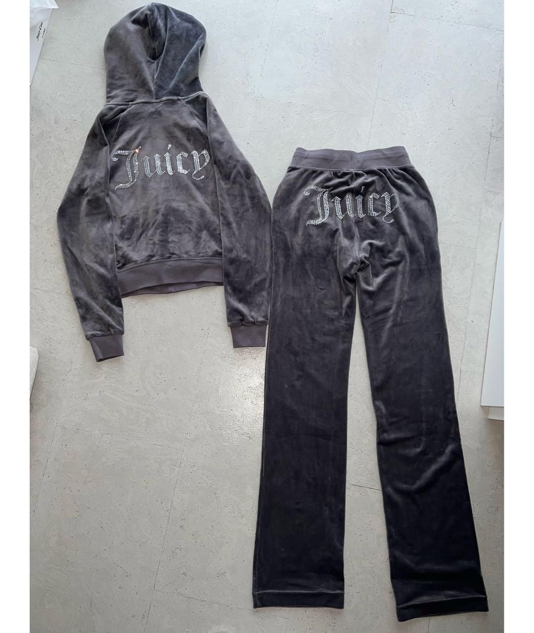 JUICY COUTURE Антрацитовый велюровый спортивные костюмы, фото 3