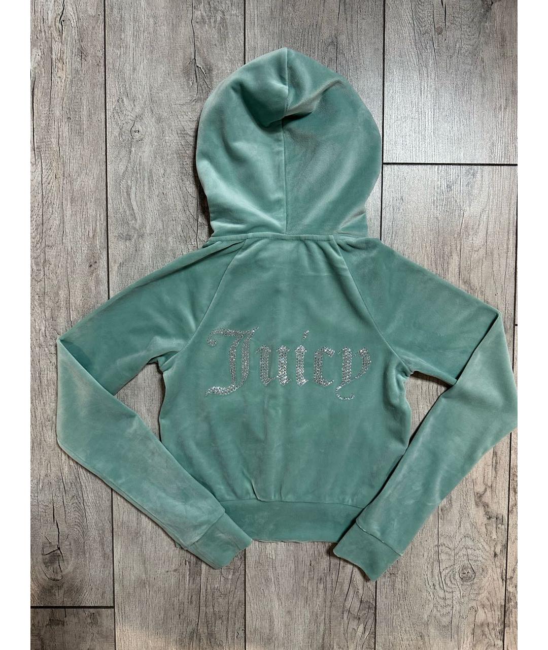 JUICY COUTURE Бирюзовый велюровый костюм с брюками, фото 4