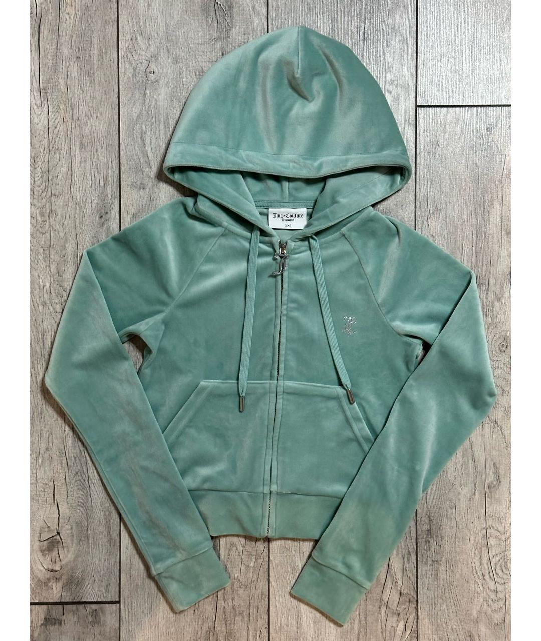 JUICY COUTURE Бирюзовый велюровый костюм с брюками, фото 3