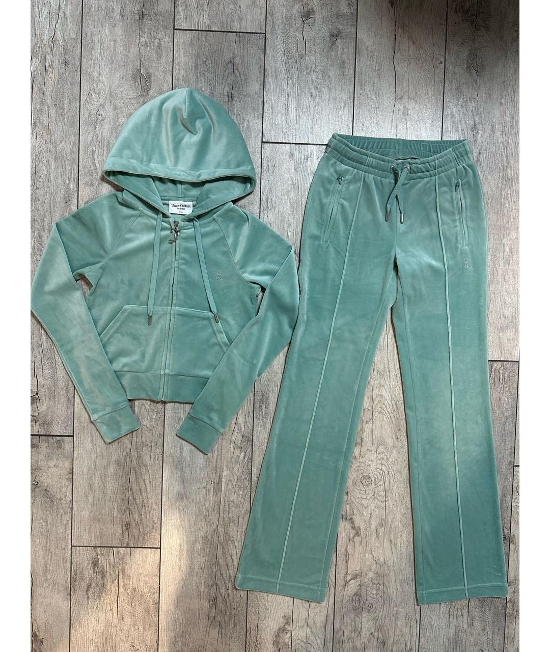 JUICY COUTURE Бирюзовый велюровый костюм с брюками, фото 9