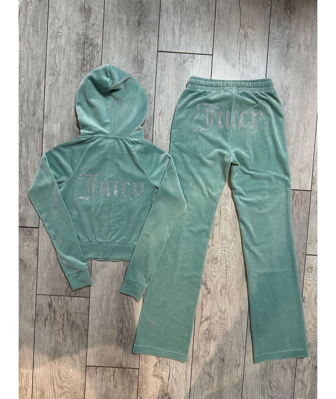 JUICY COUTURE Бирюзовый велюровый костюм с брюками, фото 2