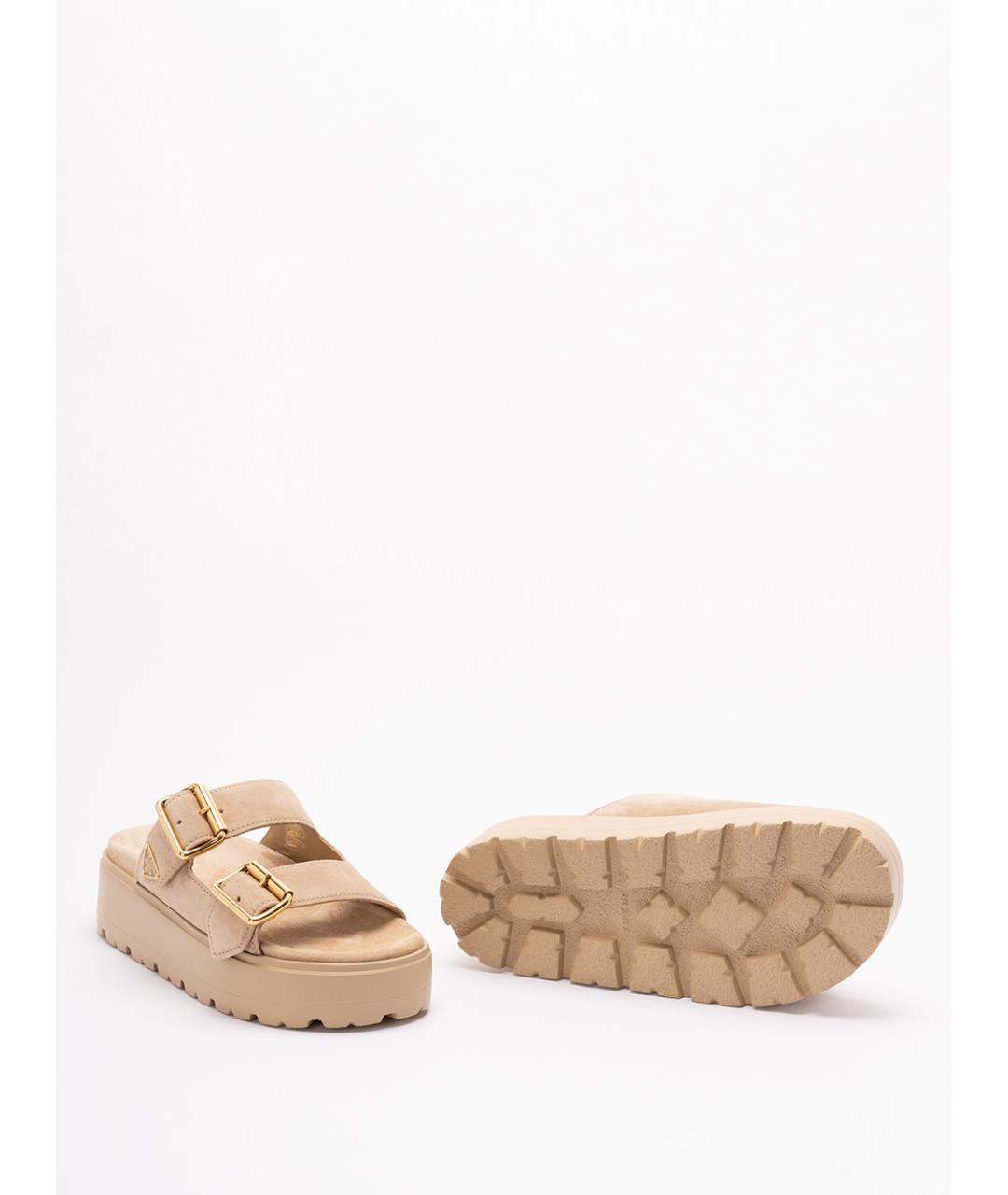 PRADA Бежевые замшевые сабо, фото 4