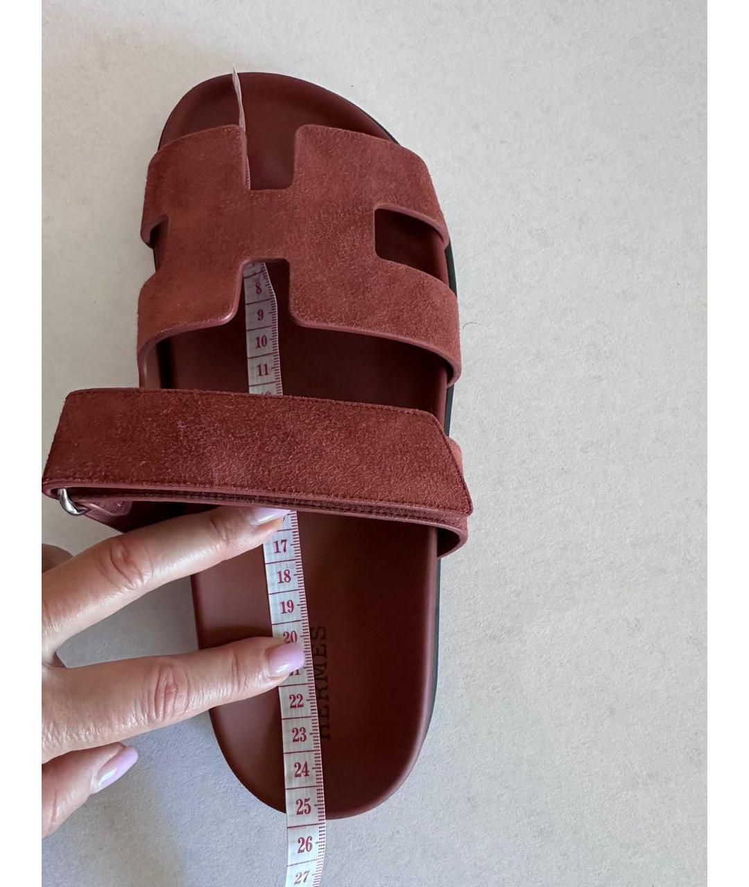 HERMES Красные замшевые сабо, фото 6