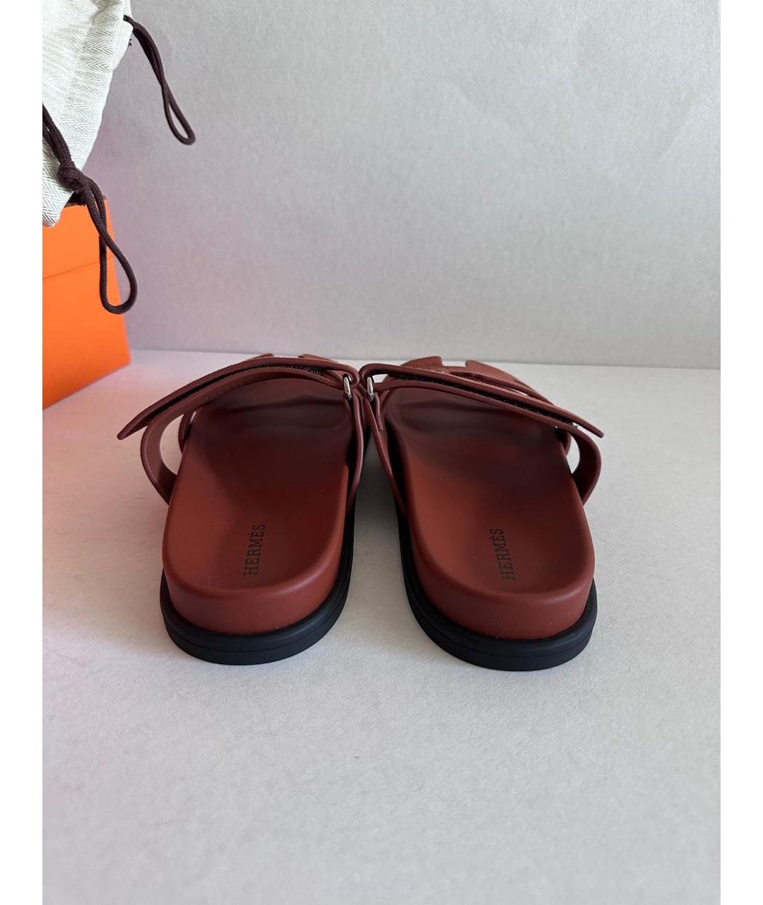 HERMES Красные замшевые сабо, фото 4