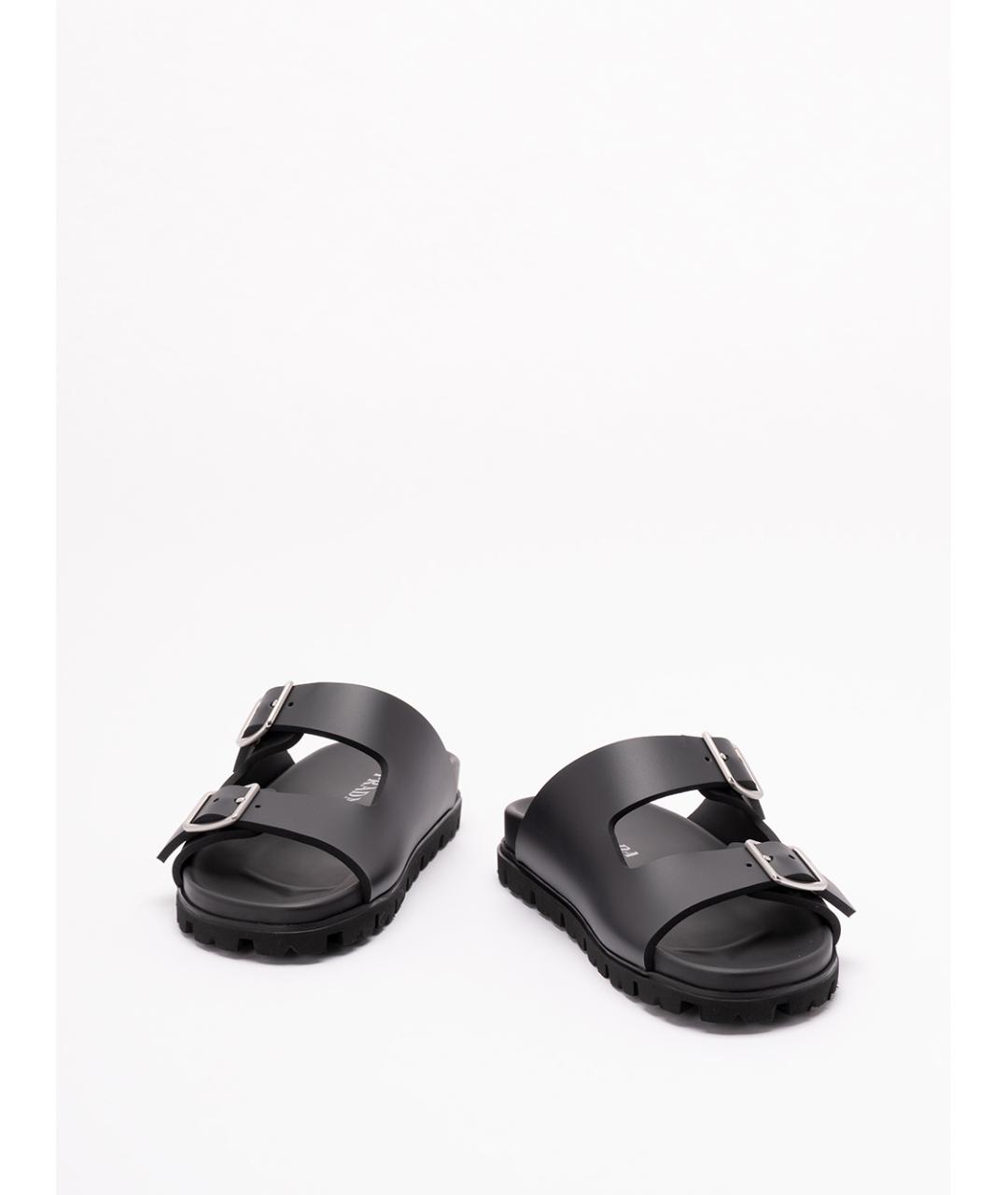 PRADA Черные резиновые шлепанцы, фото 2