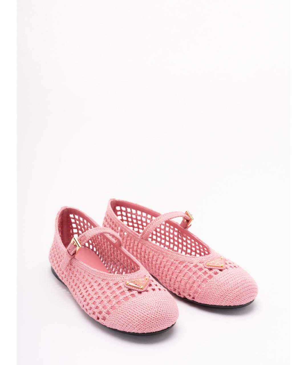 PRADA Розовые текстильные балетки, фото 5