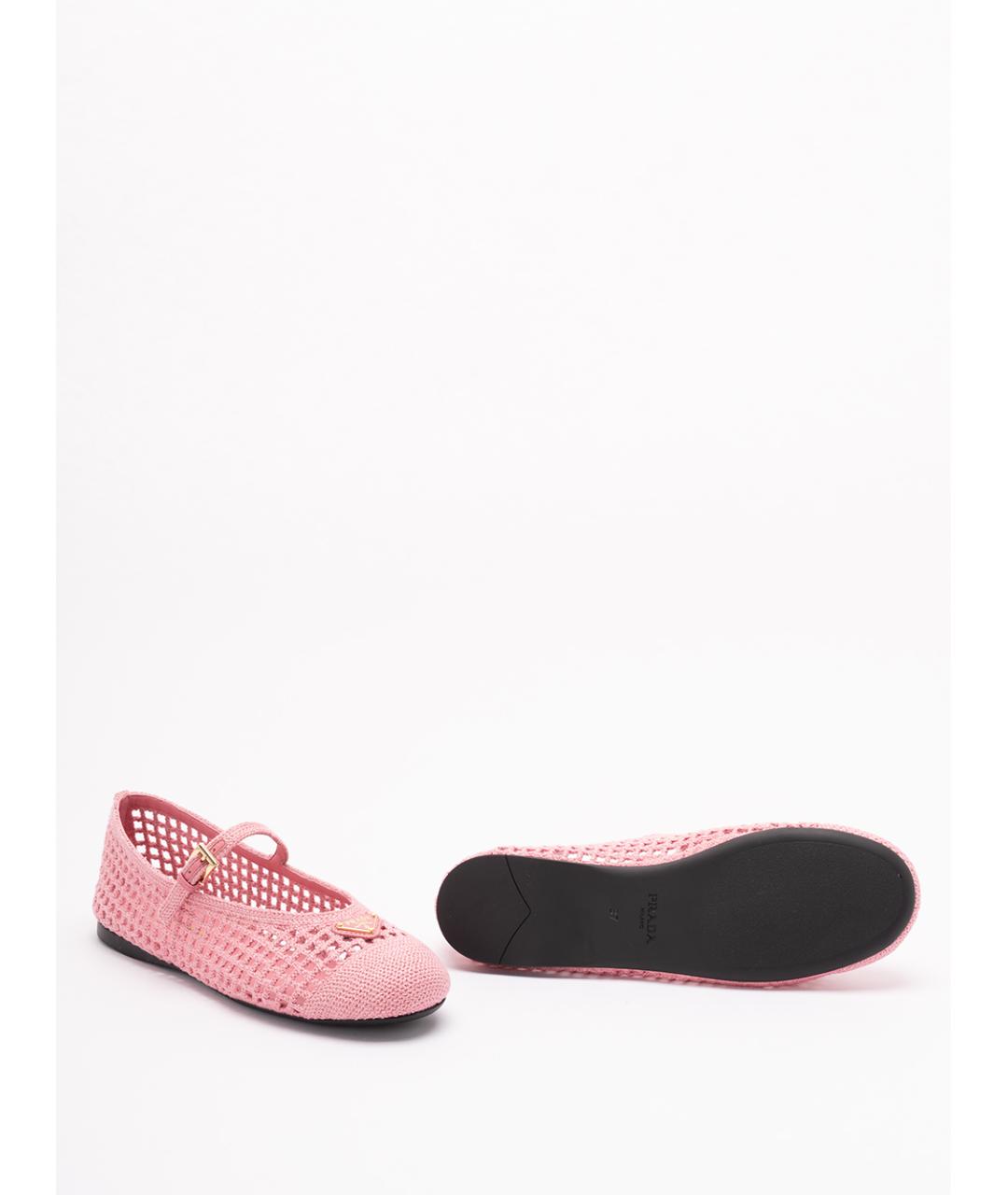 PRADA Розовые текстильные балетки, фото 4