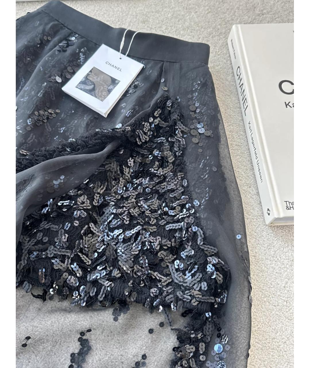 CHANEL Черная шелковая юбка миди, фото 6