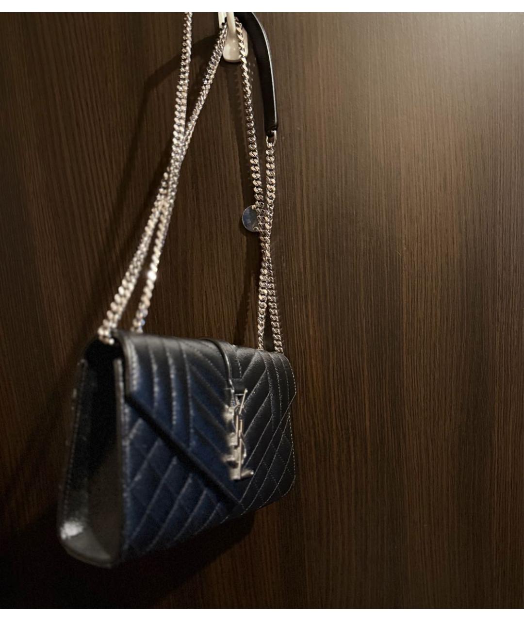 SAINT LAURENT Черная кожаная сумка через плечо, фото 2