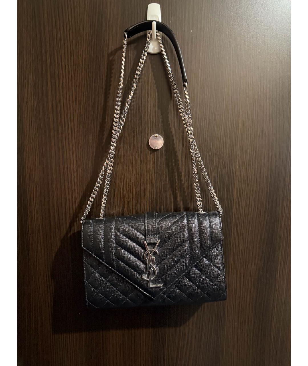 SAINT LAURENT Черная кожаная сумка через плечо, фото 8