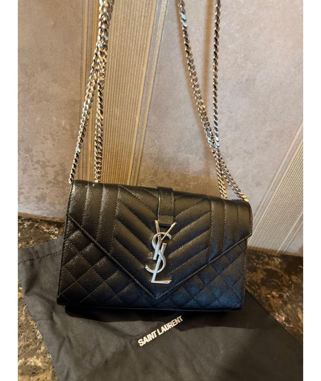 SAINT LAURENT Черная кожаная сумка через плечо, фото 5