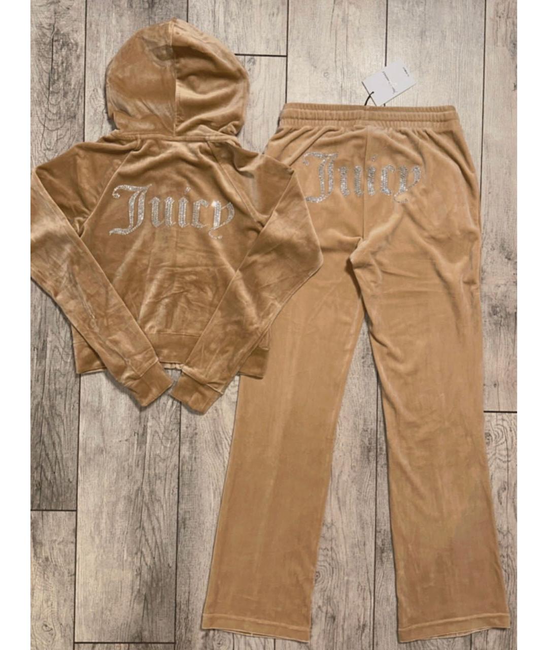 JUICY COUTURE Бежевый велюровый костюм с брюками, фото 2