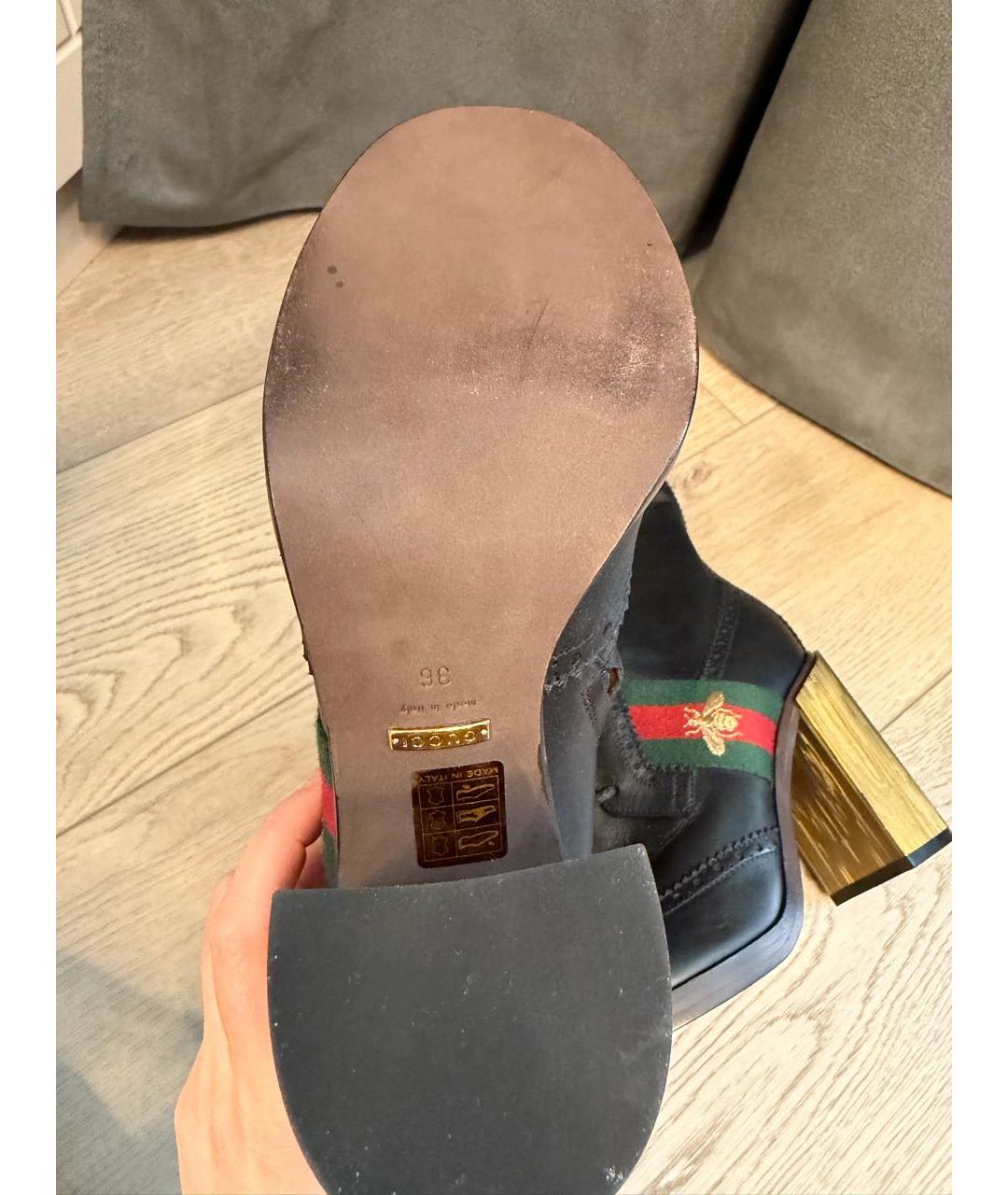 GUCCI Черные кожаные ботинки, фото 4