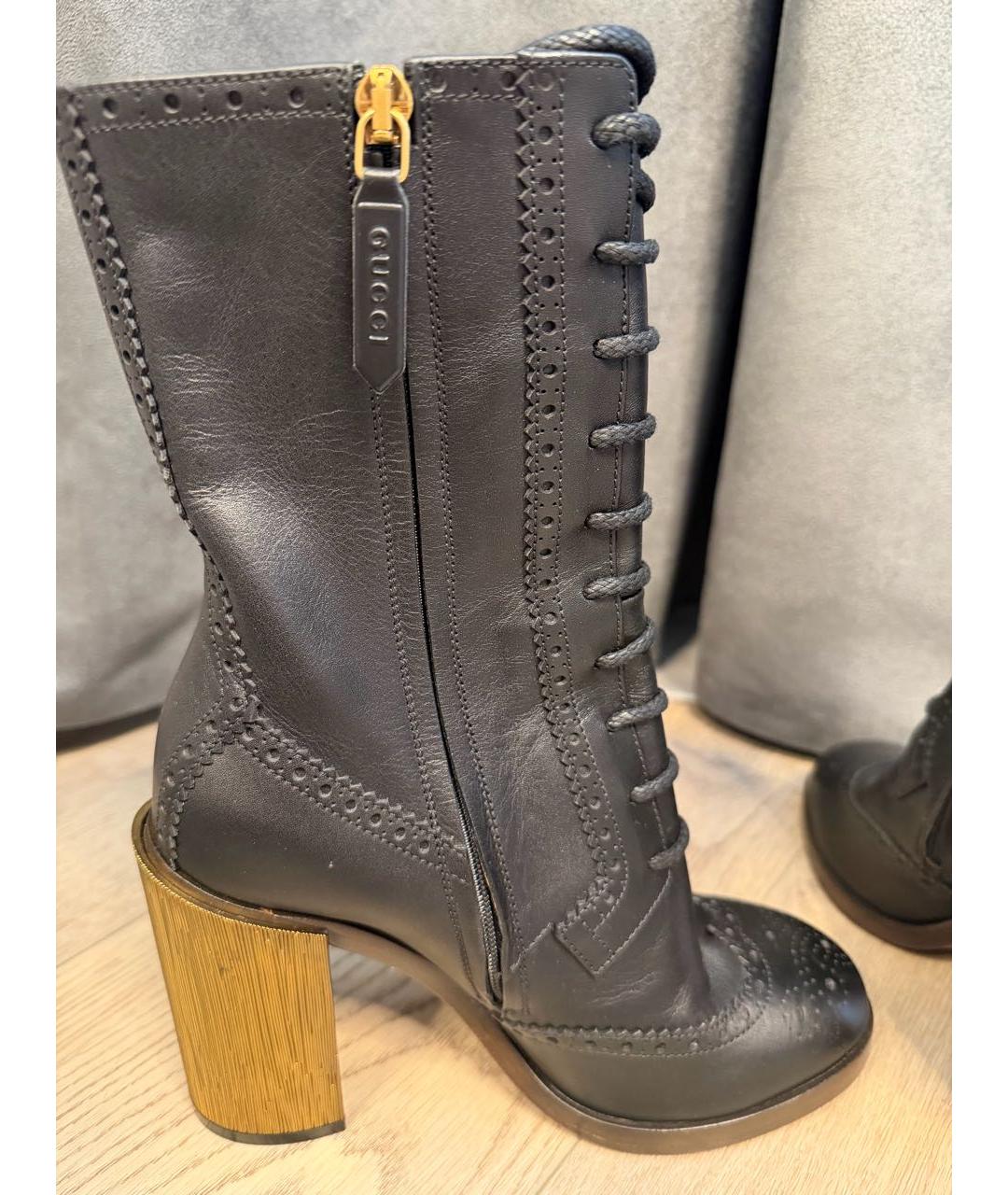 GUCCI Черные кожаные ботинки, фото 7