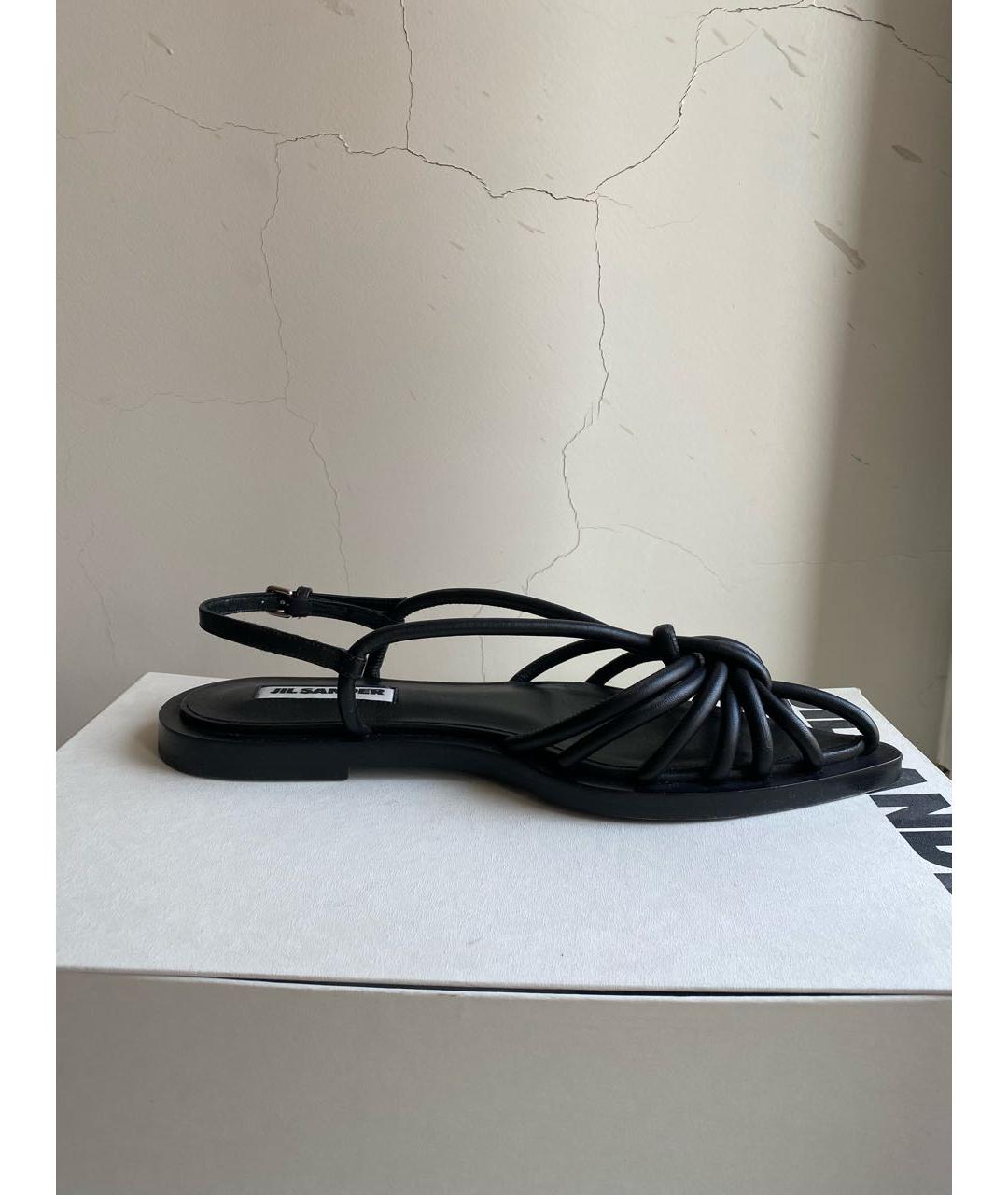 JIL SANDER Черные кожаные босоножки, фото 4