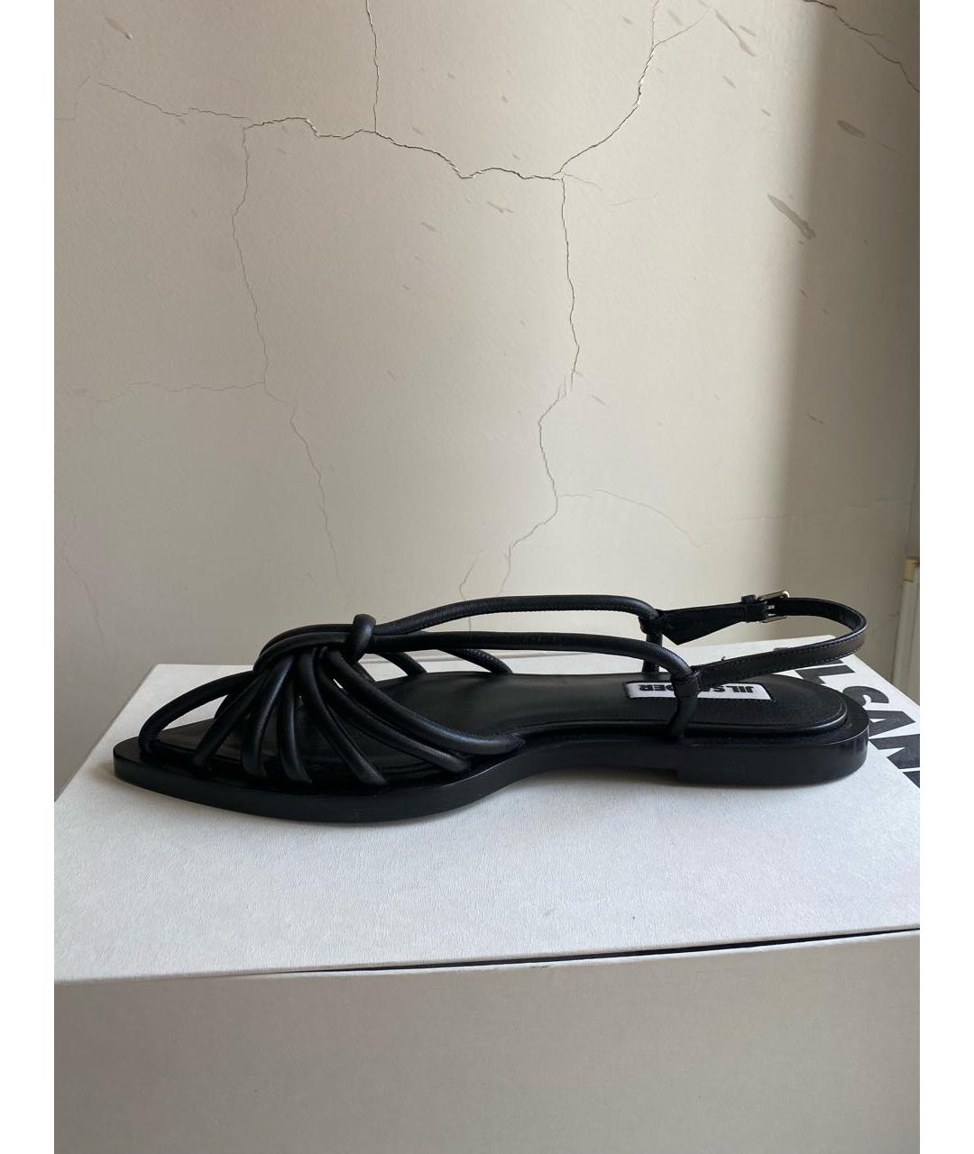 JIL SANDER Черные кожаные босоножки, фото 5