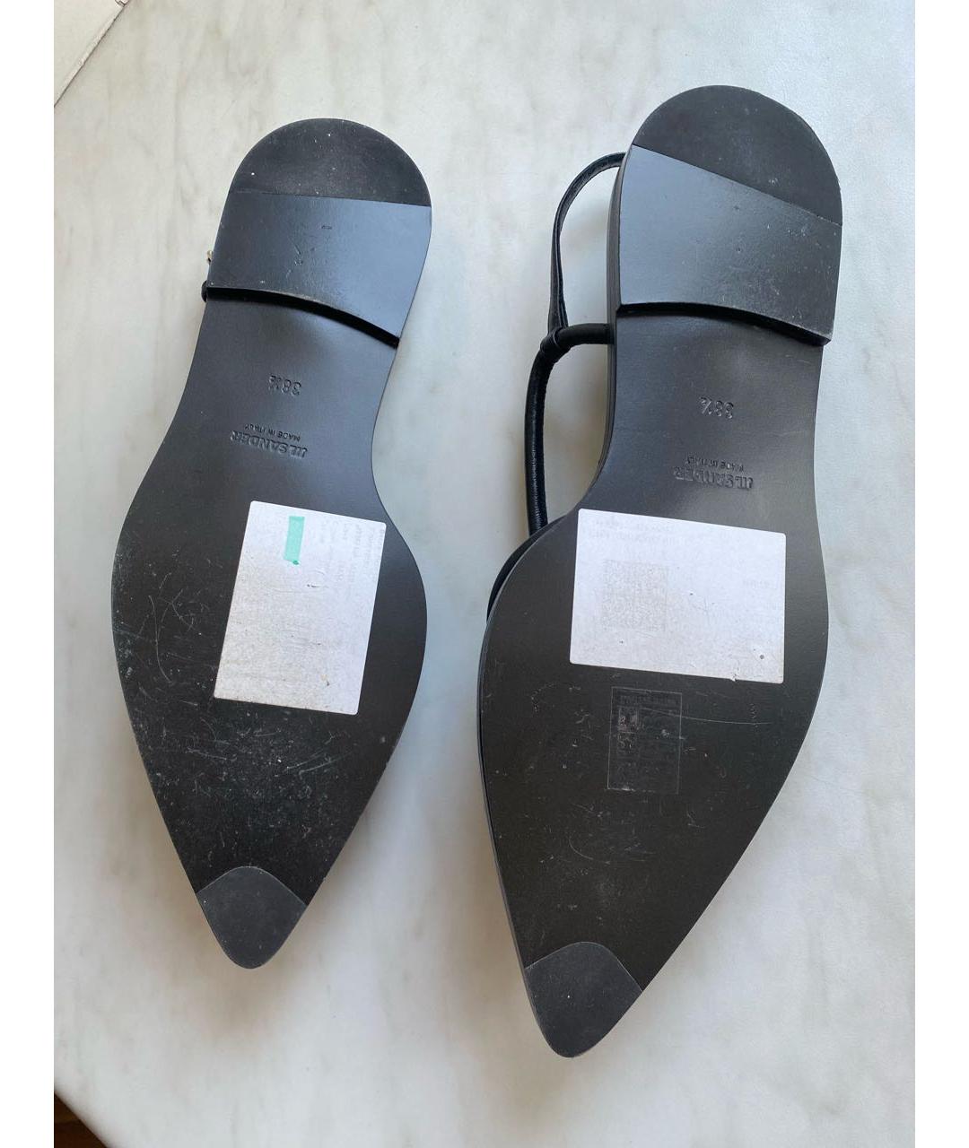 JIL SANDER Черные кожаные босоножки, фото 3