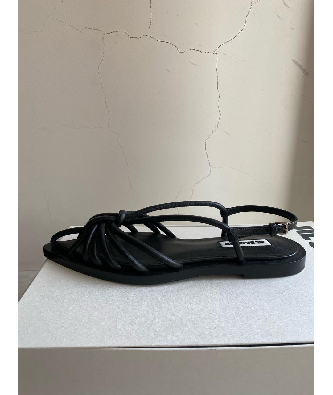 JIL SANDER Черные кожаные босоножки, фото 7