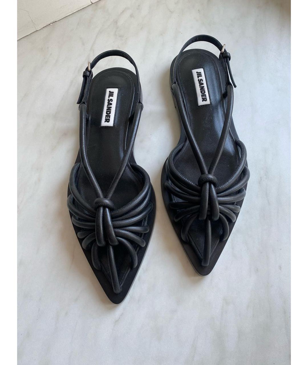 JIL SANDER Черные кожаные босоножки, фото 2