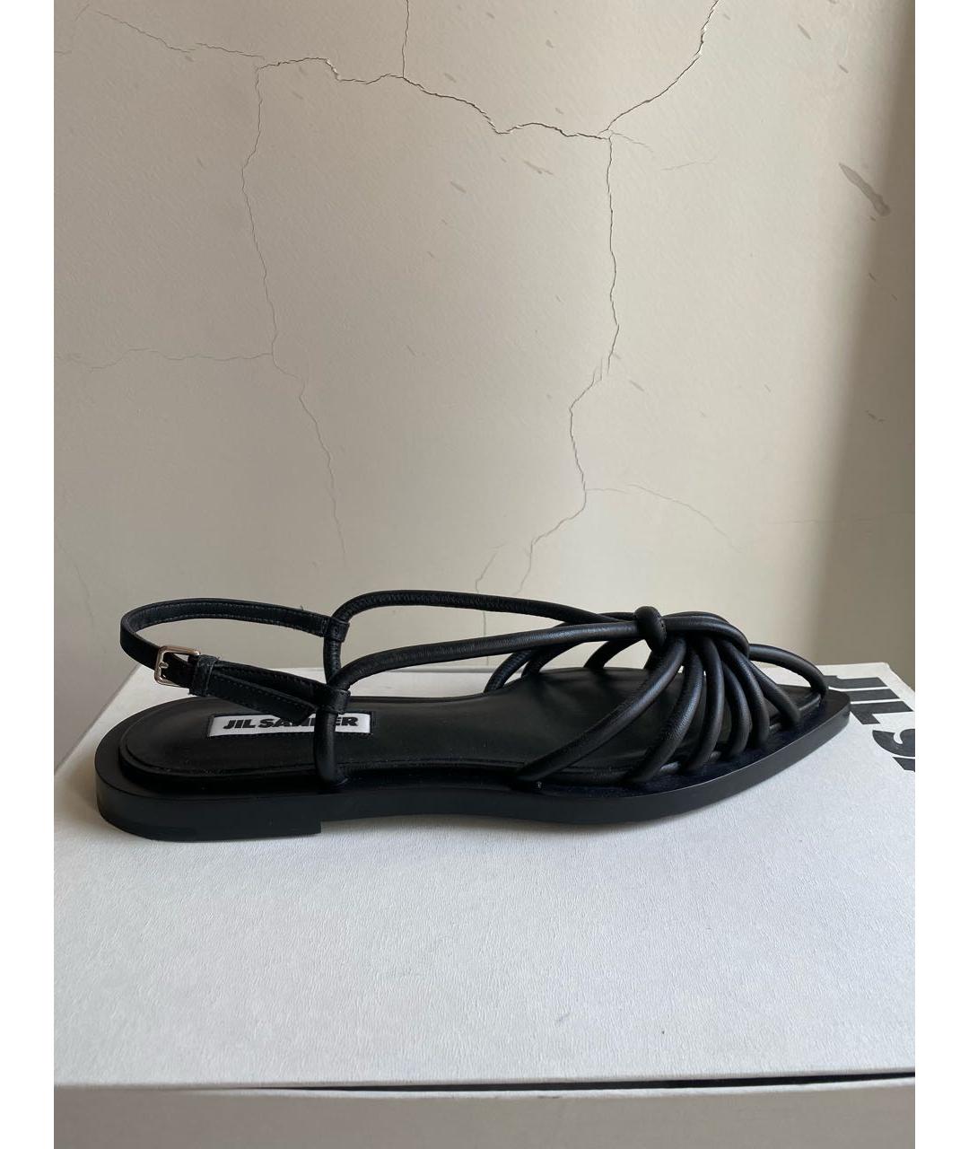 JIL SANDER Черные кожаные босоножки, фото 6